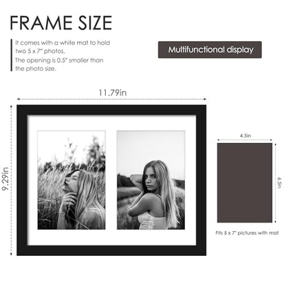 DUENPY 2 Pack 8.5x11 Collage Frame For 2 5x7 Photos Black - color: Black, size: 8.5x11（5x7 opening）-2 Pack