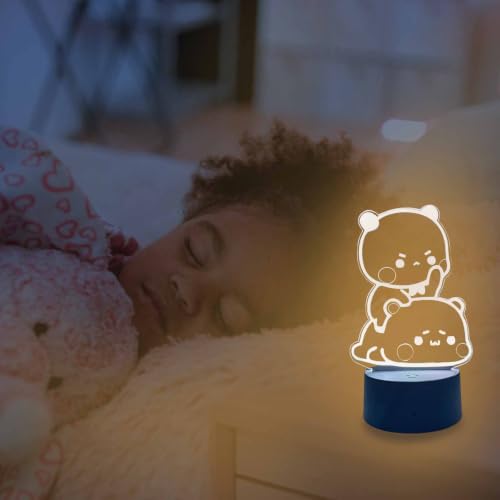 3D Night Light Bubuuu and Duduuu Gifts, Bear Shaped Table Lamp with Remote Control Gifts for Girls Birthday Christmas Valentine - color: night light 4