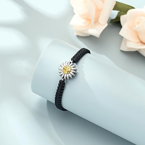 shajwo Sunflower Cremation Urn Bracelet for Ashes for Women | Adjustable Cremation Jewelry Braided Rope Memorial Bracelet - color: Gold