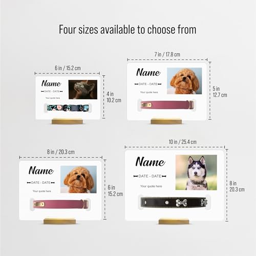 Personalized Pet Memorial Plaque Portrait, Custom Dog Remembrance Gifts for Loss, Cat Sympathy Night Lights, in Memory of Dog Passing Away Sign, Cat Rainbow Bridge Photo Frame (With Collar Hole) - style: With Collar Hole
