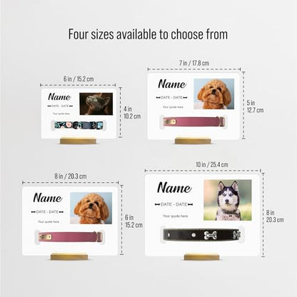 Personalized Pet Memorial Plaque Portrait, Custom Dog Remembrance Gifts for Loss, Cat Sympathy Night Lights, in Memory of Dog Passing Away Sign, Cat Rainbow Bridge Photo Frame (With Collar Hole) - style: With Collar Hole