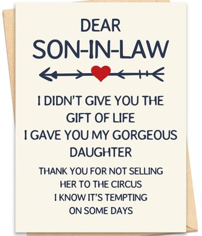 Son in Law Birthday Card, Happy Birthday Card for Son in Law - color: BK-124