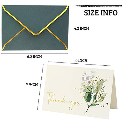 Winoo Design Heavy Duty Thank You Cards with Envelopes - 36 PK - Gold Thank You Notes 4x6 Inches Baby Shower Wedding Cards Small Business Graduation Funeral Bridal Shower (Assortment) - style: Assortment