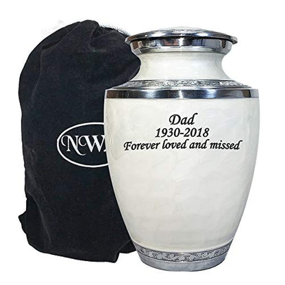 Extra Large Companion Human Funeral Cremation Urn, Personalized Double Urn for Two Adults (White) - color: White