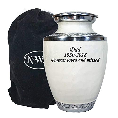 Extra Large Companion Human Funeral Cremation Urn, Personalized Double Urn for Two Adults (White) - color: White