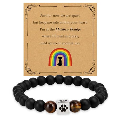 Aelciyue Pet Memorial Mothers Day Birthday Xmas Valentines Day Gifts for Loss Of Cats Dogs Mom Dad Paw Print Gifts Bracelets - style: Black-Dog Memorial