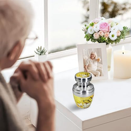 M MEILINXU Yellow Butterfly Mini Urns for Human Ashes, Small Keepsake Urn - color: Yellow, size: Small / Keepsake