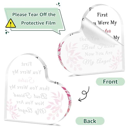 Sympathy Gifts for Loss of Sister Acrylic Heart Keepsake Sister Memorial Desk Sign In Memory of Sister Plaque Bereavement Condolences Funeral Grief Sympathy Gifts Acrylic Heart Keepsake