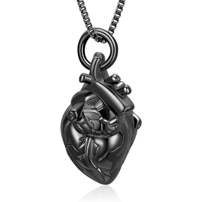XSMZB Heart Cremation Jewelry Ashes Pendant for Human Pet Funeral Urn Necklace for Ashes Women Men Memorial Urn Jewelry - color: Black