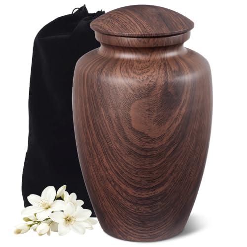 Large Handcrafted Cremation Urn for Ashes Adult Male Female - size: Large,Wooden Aluminum