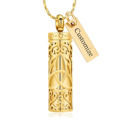 Imrsanl Celtic Knot Cremation Jewelry Cylinder Urn Necklace | For Ashes, Memorial Pendant, Human Pet Ashes Holder Keepsake, For Women Men - color: Customize