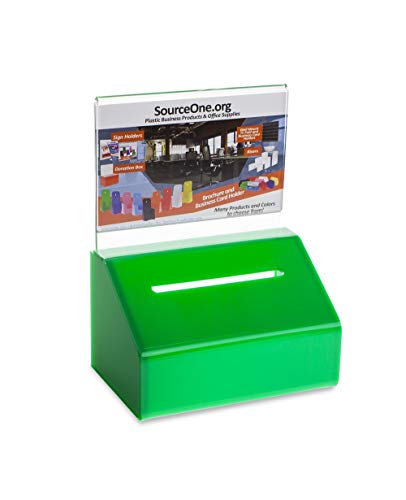 SOURCE ONE Acrylic Heavy Duty Donation/Ballot Box with Lock and Sign Holder - color: Green, size: 6 Pack