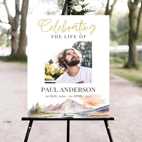 Funeral Welcome Sign, Celebration of Life Welcome Sign, Memorial Sign, in Loving Memory Sign, Celebration of Life Funeral Sign, Celebration of Life Sign, Memorial Sign with Photo #W33 - color: Version #16
