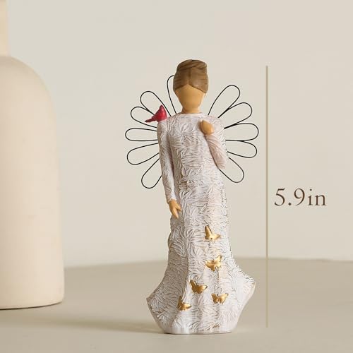 Sympathy Angel Figurines for Loss of Loved Ones Angel Statues | Home Decor Serenity Prayer Gifts for Women Resin Sculpted Hand-Painted Figure Bereavement Gift Praying Hands Statue - style: Sympathy Angle( Cardinal Style)