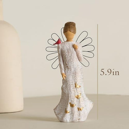 Sympathy Angel Figurines for Loss of Loved Ones Angel Statues | Home Decor Serenity Prayer Gifts for Women Resin Sculpted Hand-Painted Figure Bereavement Gift Praying Hands Statue - style: Sympathy Angle( Cardinal Style)
