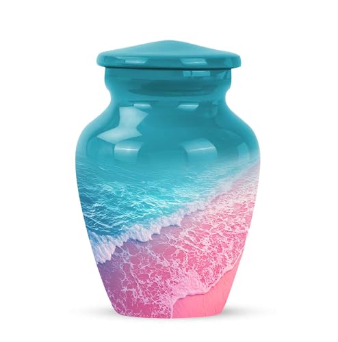 Yatskia Blue and Pink Beach Small Urns for Adult Ashes Men and Women, Mini Keepsake Urn for Human Ashes, (Classic Pack of 1, 3 Inch) - color: #1 Pink, size: 3 Inch Pack of 1