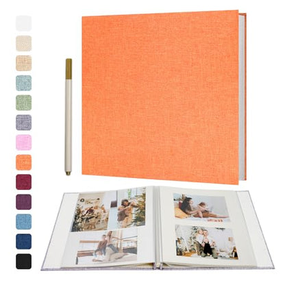 Vienrose Large Photo Album Self Adhesive for 4x6 5x7 8x10 Pictures Scrapbook Album DIY Scrap Book 40 Sticky Pages with A Metallic Pen Orange | Scrapbook Album, 20 Sheets, 4x6 5x7 8x10 Photos, Metallic Pen, DIY Memory Book, Travel Photos, Birthday Gift - c