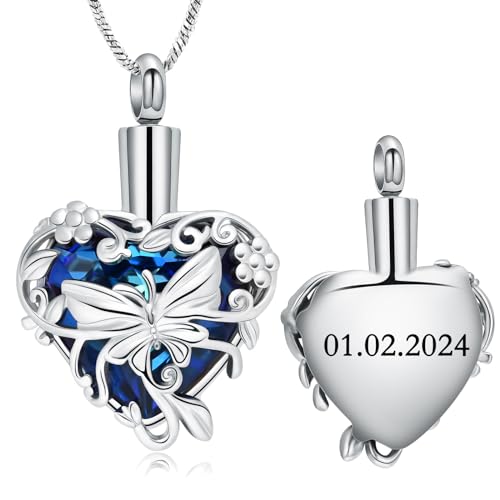 Yinplsmemory Butterfly Cremation Jewelry Urn Necklace for Ashes for Women - color: Customize