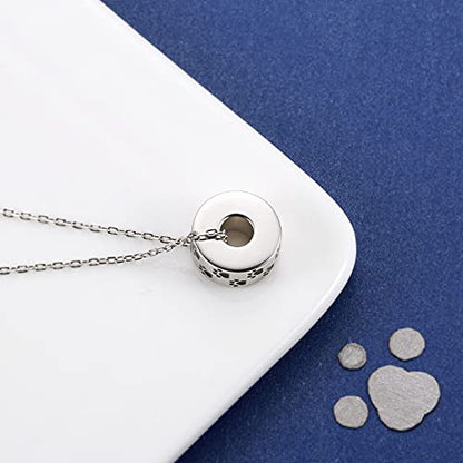 925 Sterling Silver Cremation Jewelry for Pet Ash Urn Necklace for Dog Cat | Memorial Ash Pendant Women Remembrance Keepsake Gift for Loss of Loved Furry Friend - style: paw print urn charm