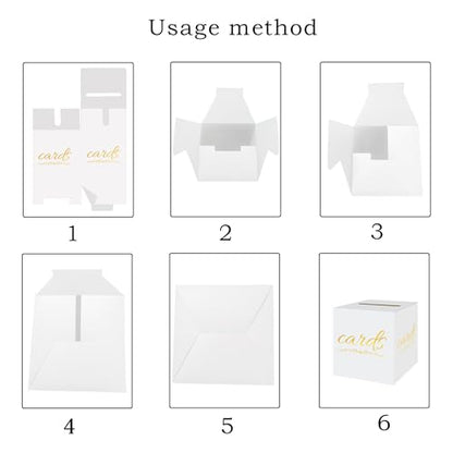 Wedding Card Box with Slot Navy Blue Gold 7.8 in Baby Shower Party | Graduation, Birthday, Bridal Shower, Wedding Reception, Holds Cards & Envelopes, Gift Cards, Easy Assembly, Folds Flat - color: BlueGoldThanks