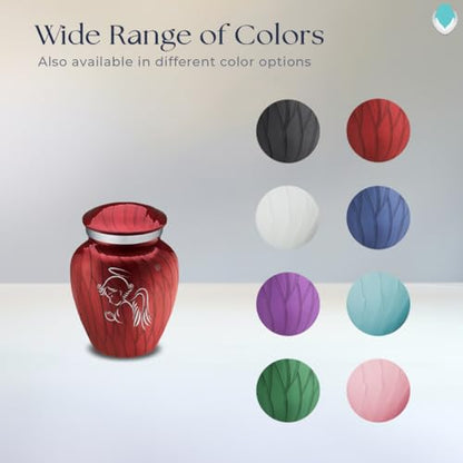 Geturns Embrace Keepsake Personalized Angel Cremation Urns for Human Ashes I Pearl Candy Red Funeral Urn for Men and Women with Double Side Engraving I 3.5 lbs - color: Pearl Candy Red