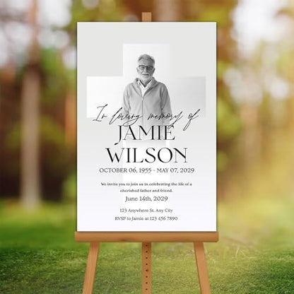 In Loving Memory Custom Photo Outdoor Sign – Funeral Entrance Welcome Display – Edit Text & Photo - color: Version 17
