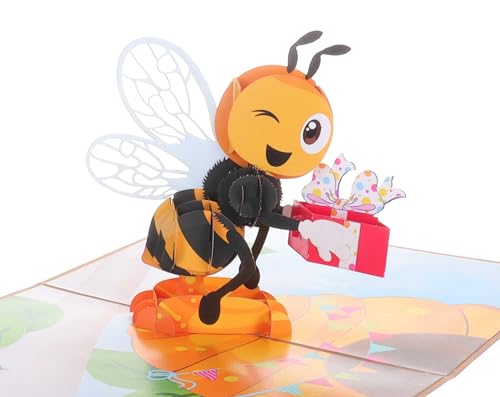 iGifts And Cards Happy Bee-Day 3D Pop-Up Card - Funny Birthday Present 6x8 | Honey Bee Design, Beehive Theme, Thinking of You, Mother's Day Greeting, Wife, Spouse, Valentine's Keepsake, Fun Celebration - color: Birthday Bee