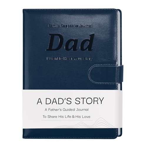 Artmag Dad's Life Story Journal with 250+ Prompt Questions, Family Keepsake Book Leather Cover for Dad to Share His Memories for Birthday Father's Day Christmas (Blue) - style: Dad's Life Story Journal （Blue）