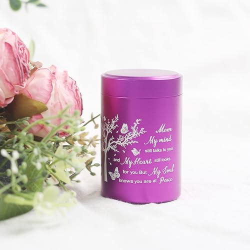 3 Inch Small Urn for Human Ashes Aluminum Mini Cremation Small Keepsake Urn for Sharing Ashes Mini Urn-Mom Purple - size: Purple-Mom