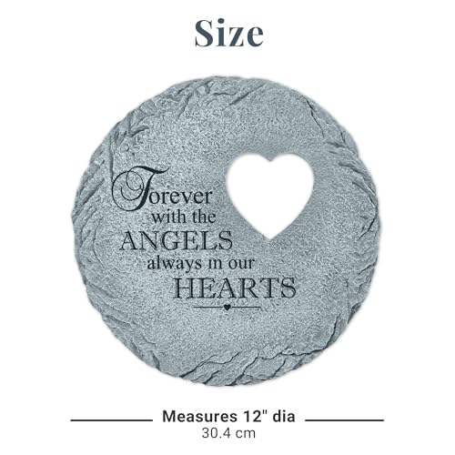 Let's Make Memories Personalized Always in Our Hearts Memorial Garden Stone - Sympathy Marker - style: With the Angels - Circle