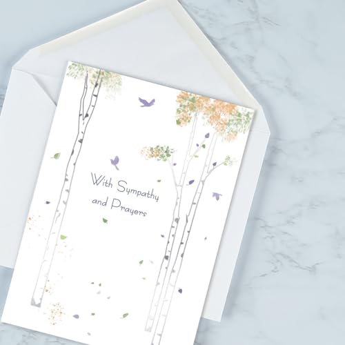 Current Deluxe Silver Foil Faith Sketch Sympathy Cards - Set of 8 (4 Designs), Large 5" x 7", Sympathy Cards with Sentiments Inside, White Envelopes - color: Faith Sketch