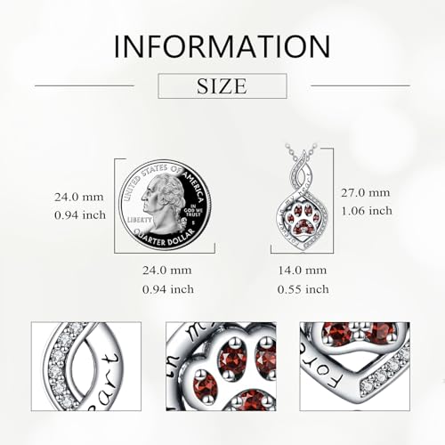 Butterfly/Dragonfly/Pet Paw/Tree of Life/Maple Leaf/Cross Urn Necklace for Ashes 925 Sterling Silver Cremation Pendant Jewelry Gifts for Women Mom - color: Paw-January