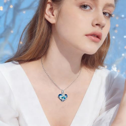 Urn Necklace for Women Sterling Silver Meaningful Memorial Jewelry | Paw Print/Butterfly/Dragonfly/Bird/Dolphin/Mountain/Tree of Life Urn Necklace for Ashes Cremation Keepsake Jewelry for Women - style: Heart-Dragonfly