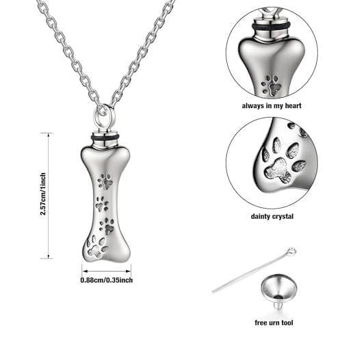 925 Sterling Silver Eternal Pawprint Lucky Bones- 925 Sterling Silver Pet Memorial Necklace 18"