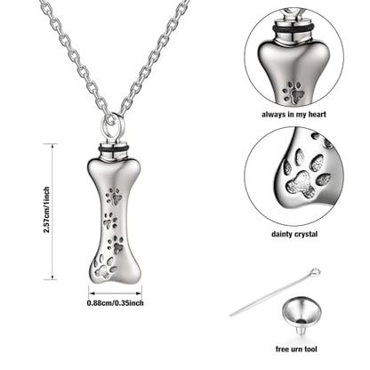 925 Sterling Silver Eternal Pawprint Lucky Bones- 925 Sterling Silver Pet Memorial Necklace 18"