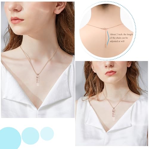 Oinsi Clear Glass Tube Cremation Urn Jewelry Ashes Holder Necklace Keepsake Memorial Pendant Including Box/Fill Kits - color: Rose Gold (Angel wing)
