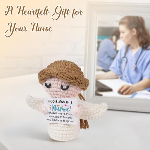 Nurse Gifts - Positive Crochet Angel - Nurse Week, Retirement Gifts, Birthday, Appreciation Gift for RN Registered Practitioner, LPN, Nursing School Graduation - Bulk Gift for Hospital Staff - style: Nurse Gifts