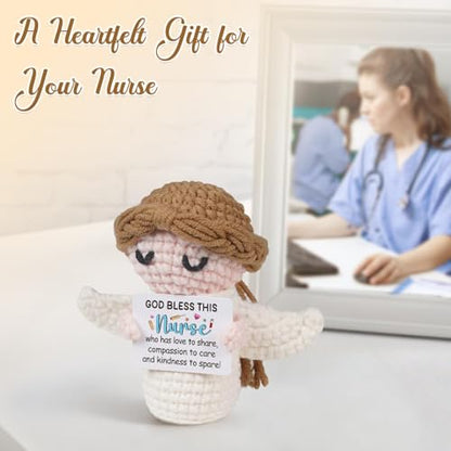 Nurse Gifts - Positive Crochet Angel - Nurse Week, Retirement Gifts, Birthday, Appreciation Gift for RN Registered Practitioner, LPN, Nursing School Graduation - Bulk Gift for Hospital Staff - style: Nurse Gifts