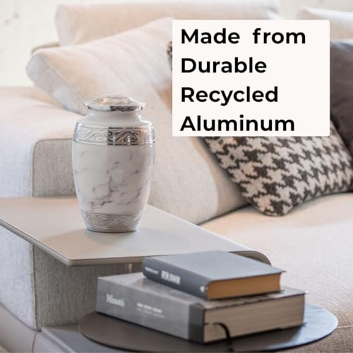 GR8 Keepsakes White Marble-Finish Cremation Urn for Human Ashes Adult - color: White