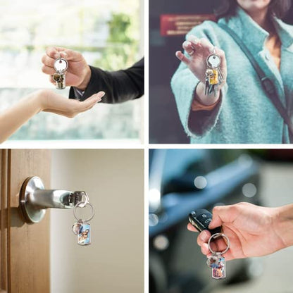 Double Sided Custom Keychain With Picture Alloy Color Printing Personalized Photo Keychain Customizable Text Gifts - color: C-4 Photo