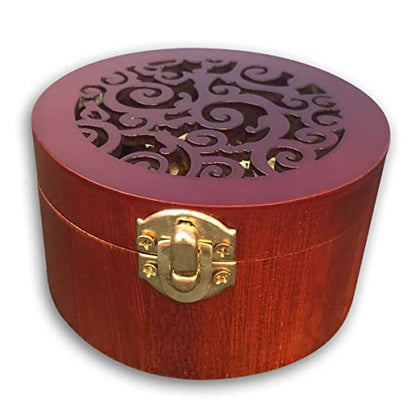 BinkeGG Play (Happy Birthday to You) Brown Wooden Circular Hollow Out Music Box with Sankyo Musical Movement (65 Tunes Option) - color: 5. Circular Music Box, size: Happy Birthday to You