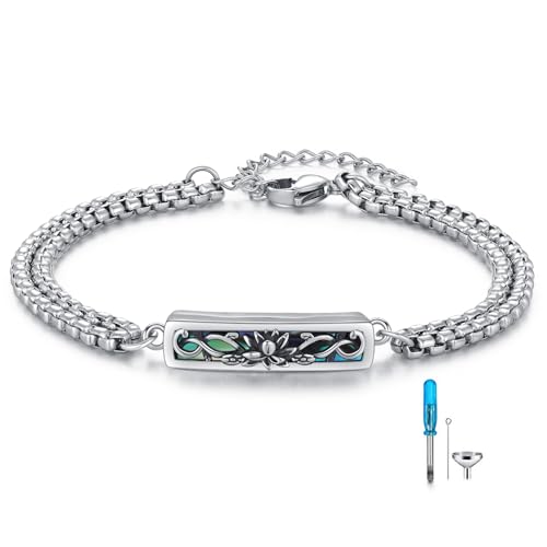 TUGHRA Ashes Bracelet for Women Urn Bracelet for Ashes 925 Sterling Silver Cremation Jewelry Memorial Gifts Keepsake Bracelet - style: Ashes Bracelet-bar-lotus-oxidation