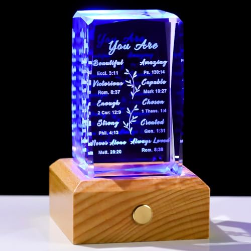 Ornalrist Christian Gifts for Women Crystal with Wood Night Light - color: Christian Gifts-You Are