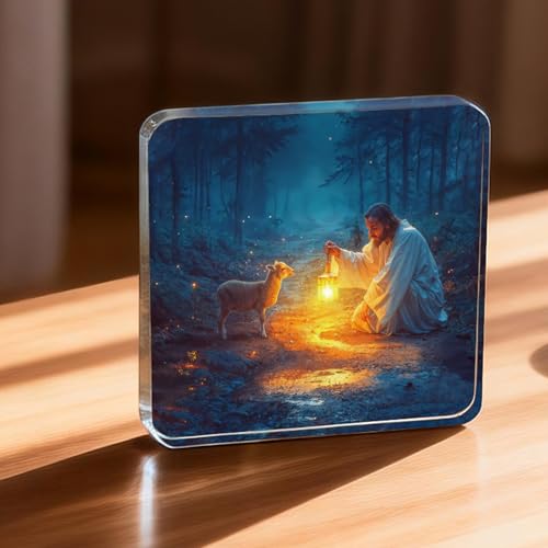 "Christian Wall Plaque - Jesus and Lamb Religious Home Decor, for Mom Gifts,Inspirational Gift for Women,Baptism, Christmas, or Birthday pastor appreciation gifts "D-257 - color: friendship gifts for women