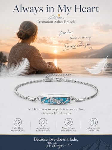 YYB Urn Bracelet for Ashes Hummingbird/Dragonfly/Butterfly/Sunflower Turquoise Locket Bracelet Cremation Memorial Jewelry Mothers Day Gifts for Women - color: Dragonfly