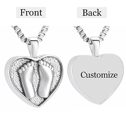 XSMZB Always In My Heart Baby Feet Ashes Keepsake Urn Pendant Necklace Cremation Urns Memorial Jewelry - color: Cusomize-3D
