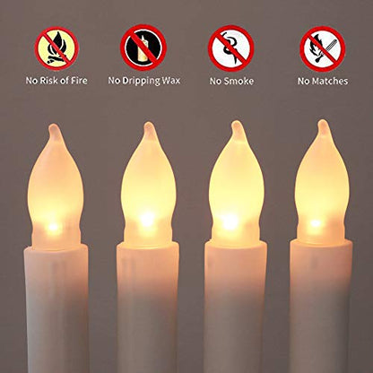 24 PCS Flameless LED Taper Candles Lights, Battery Operated Candlesticks with Warm White Flickering Flame, 0.79 x 6.5 Inches Dripless Fake Floating Taper Candles for Church Wedding Xmas - color: Set of 24 Warm White