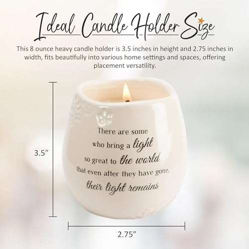 Pavilion Gift Company - 'In Memory, Light Remains' 19176 - White Ceramic Candle with Soy Wax in a Delicate Jasmine Scent, Thoughtful Sympathy, Remembrance, and Condolence Gift - 8 Ounces - style: In Memory, Light Remains