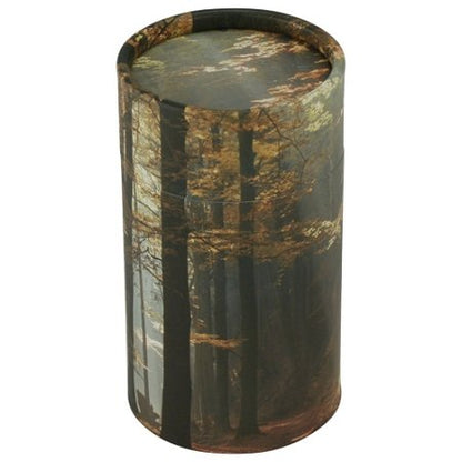 Autumn Woods Scattering Tube - Extra Small, Biodegradable Cremation Urn for Ashes, Extra Small Sized Cremation Urn, 5.25 Inches High - color: Autumn Woods