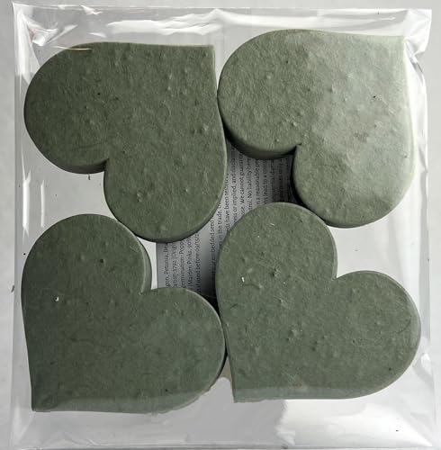 Of The Earth Handmade Paper - Wildflower Seed Paper Large Hearts - Recycled Flower Petals - Bulk Set of 100 (14s Green Lotka) - color: 14s Green Lotka